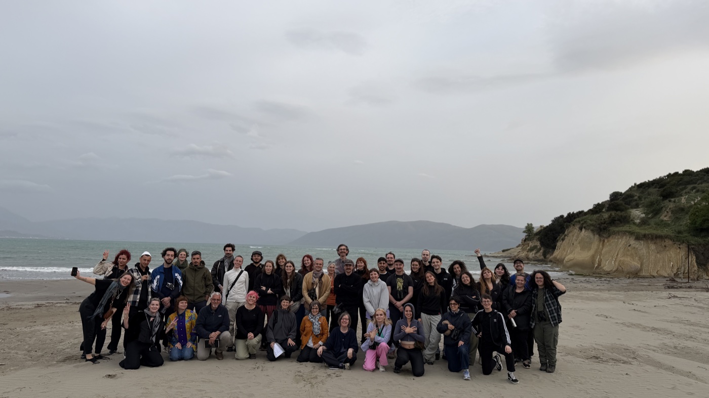 The AOS bird-ringing and sound residency group on the beach at Divjakë-Karavasta, Albania